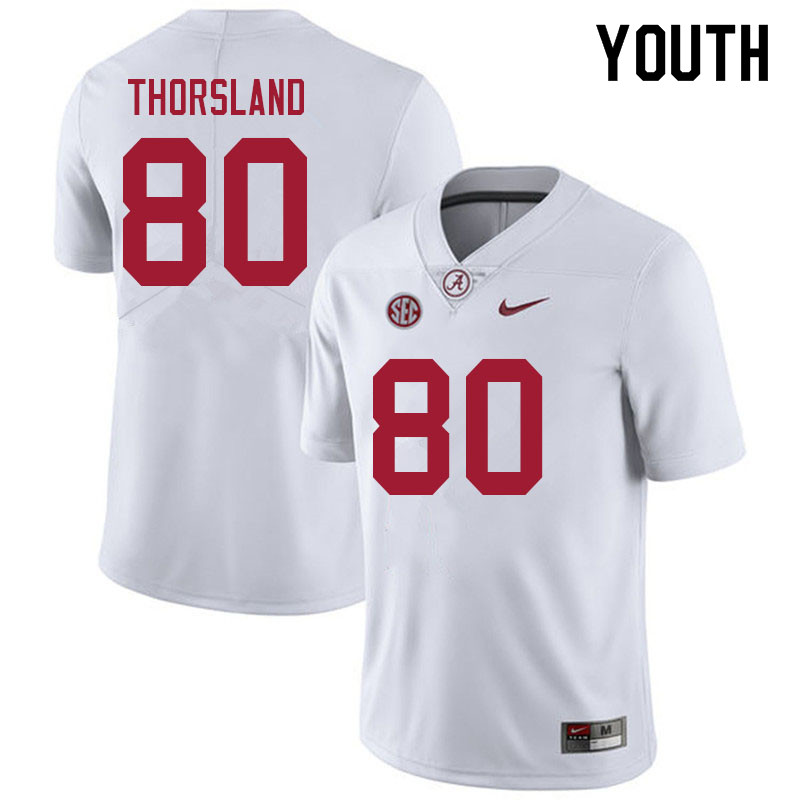 Youth #80 Adam Thorsland Alabama Crimson Tide College Football Jerseys Sale-White